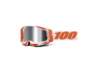 100% RACECRAFT 2 okulary, pomarańczowe/lustrzane srebrne soczewki błyskowe