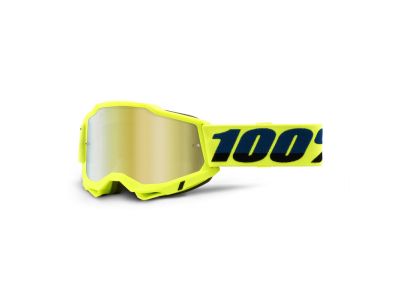 Okulary 100% ACCURI 2, fluorescencyjne/żółte/lustrzane złote soczewki