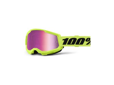 100% STRATA 2 okuliare, Neon Yellow/Mirror Pink Lens