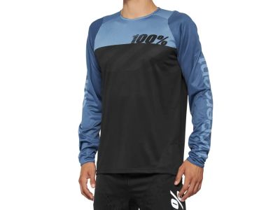 Koszulka rowerowa 100% R-CORE, kolor czarna/slate niebieski