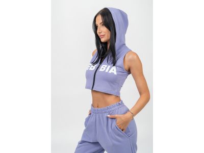 Crop top dama frontalăa maneci NEBBIA MUSCLE MOMMY, mov pal