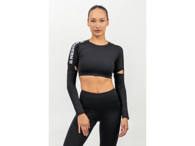 NEBBIA SILVER INTENSE crop top with long sleeves, black/silver