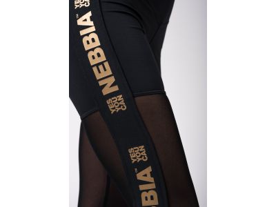 NEBBIA Gold Mesh Damen-Leggings, schwarz