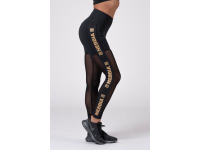 NEBBIA Gold Mesh women&#39;s leggings, black