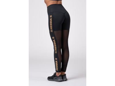 NEBBIA Gold Mesh női leggings, fekete