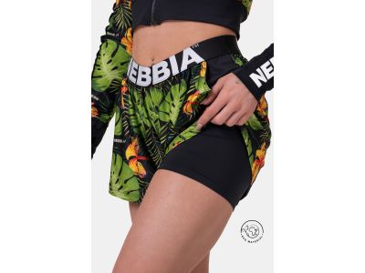 NEBBIA Hochenergetische doppellagige Damen-Shorts, Dschungelgrün