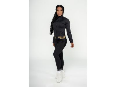 NEBBIA INTENSE Warm-Up 833 arany női cipzáras pulóver, fekete/arany