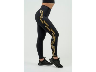 NEBBIA INTENSE Iconic 834 Gold Women&#39;s Leggings with High Waist, Black/Gold