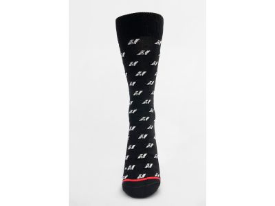 NEBBIA hohe Socken mit N-Muster, schwarz