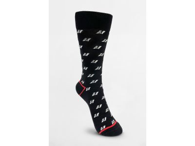 NEBBIA hohe Socken mit N-Muster, schwarz