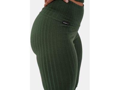 NEBBIA gerippte Damen-Leggings mit hoher Taille, dunkelgrün