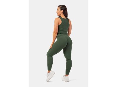 NEBBIA Ribbed Jambiere dama cu talie inalta, verde inchis