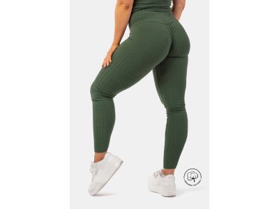 NEBBIA Ribbed Jambiere dama cu talie inalta, verde inchis