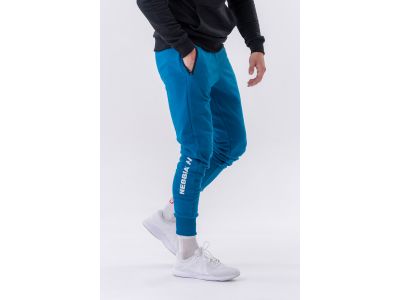 NEBBIA “Re-gain” 320 slim tepláky s vreckami na zips, modrá