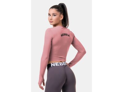NEBBIA Sports HERO women&#39;s crop top with long sleeves, old pink