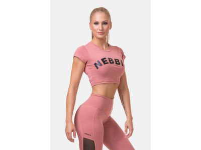 NEBBIA Sports HERO women&amp;#39;s crop top with short sleeves, old pink