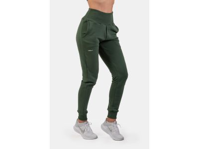 Pantaloni de trening dama Feeling Good NEBBIA, verde inchis