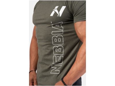 T-shirt z pionowym logo NEBBIA, kolor khaki