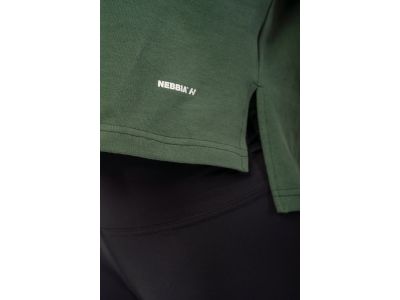 NEBBIA Minimalistyczny damski t-shirt o krótkim kroju, w kolorze ciemnozielonym