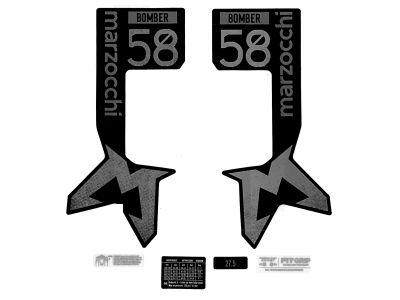 Marzocchi stickers for Bomber 58 fork, matt black, 2024