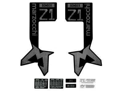 Marzocchi stickers for Bomber Z1 fork, matt black, 2024