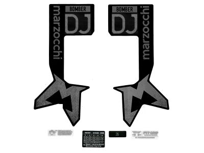 Marzocchi stickers for Bomber DJ fork, matt black, 2024