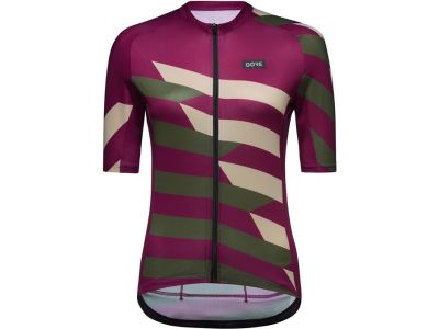 Damska koszulka rowerowa GOREWEAR Spirit Signal Chaos, fiolet procesowy/zielony użytkowy