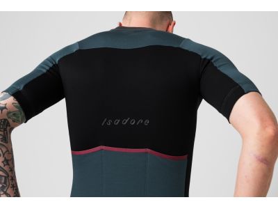 Patchworkowa koszulka rowerowa Isadore w kolorze stalowo-szarym