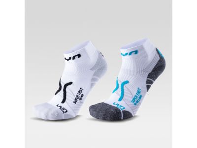 UYN RUN SUPER FAST women&#39;s socks, 2 pieces, White/Black/White/Turquoise