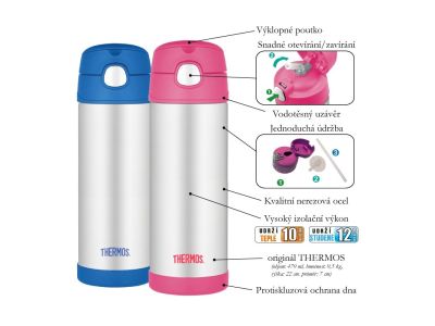 Termosz Gyermek termosz szívószállal, 470 ml, szarvas