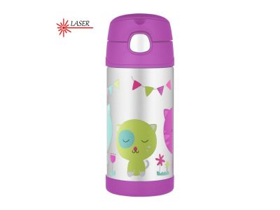 Thermos children&amp;#39;s thermos with straw, 355 ml, cat