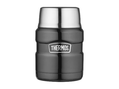 Thermos Thermos for food with cup and folding spoon, 470 ml, metallic gray