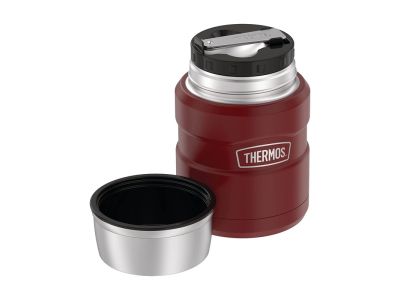 Thermos Termos alimentar cu cană și lingură pliabilă, 470 ml, roșu rustic