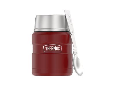 Thermos Termos alimentar cu cană și lingură pliabilă, 470 ml, roșu rustic