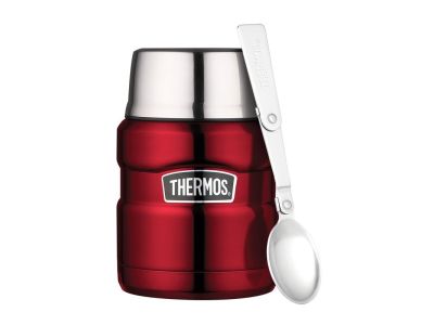 Thermos Thermos for food with cup and folding spoon, 470 ml, red