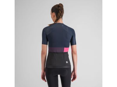 Damska koszulka rowerowa Sportful SNAP czarna/galaksyniebieskim