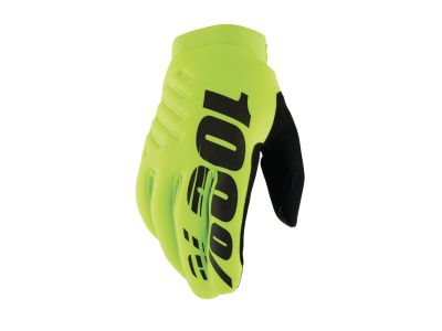 100% BRISKER children&amp;#39;s gloves, fluo yellow/back