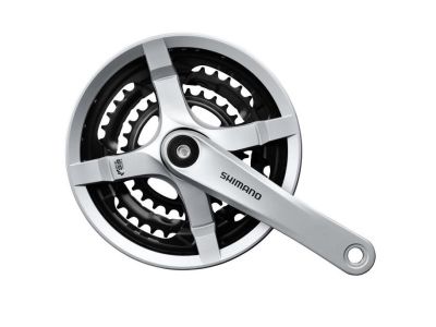 Shimano FC-TY501 cranks, 170 mm, 3x6/7/8, 42x34x24T, with cover, silver