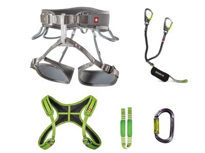 OCÚN Via Ferrata Twist + Chest Set Klettersteigset, grau silber/grün