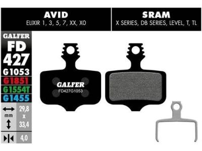 Galfer AVID Elixir/SRAM XX FD427G1053 Standard-Bremsbeläge, halbmetallisch