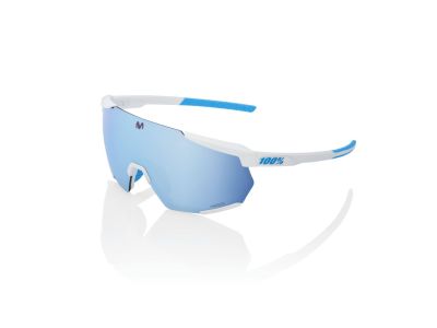 100 % RACETRAP 3.0-Brille, mehrschichtiger Movistar Team-Spiegel in Weiß/HiPER-Blau