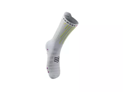 Șosete COMPRESSPORT Aero, alb/galben sigur/roz neo