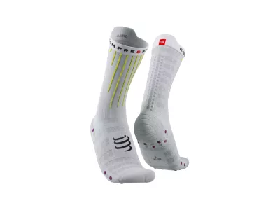 COMPRESSPORT Aero socks, White/Safe Yellow/Neo Pink