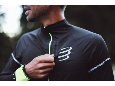 Jachetă antivânt COMPRESSPORT Hurricane, Flash Black/Fluo Yellow