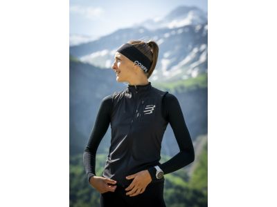 Vesta dama COMPRESSPORT Hurricane Windproof v2, neagra