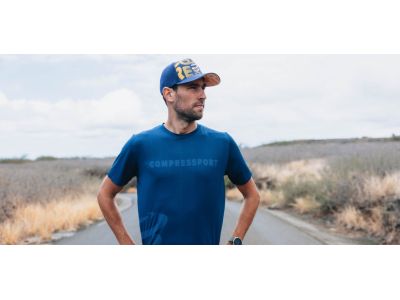 COMPRESSPORT-Logo-T-Shirt, Estate Blue/Pacific Coast