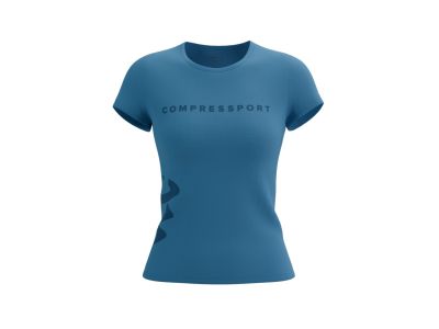 COMPRESSPORT Logo Damen T-Shirt, Pacific Coast/Estate Blue
