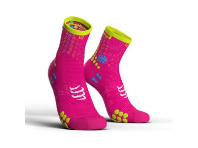 COMPRESSPORT Pro Racing v3.0 Run High ponožky, Fluo Pink