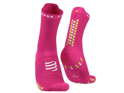 COMPRESSPORT Pro Racing v4.0 Run High ponožky, Fluo Pink/Primrose