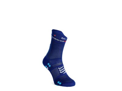 COMPRESSPORT Pro Racing v4.0 Run High Socken, Sodalite/Fluo Blue